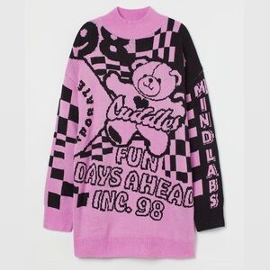 H&M Oversized Pink Teddy Bear Sweater